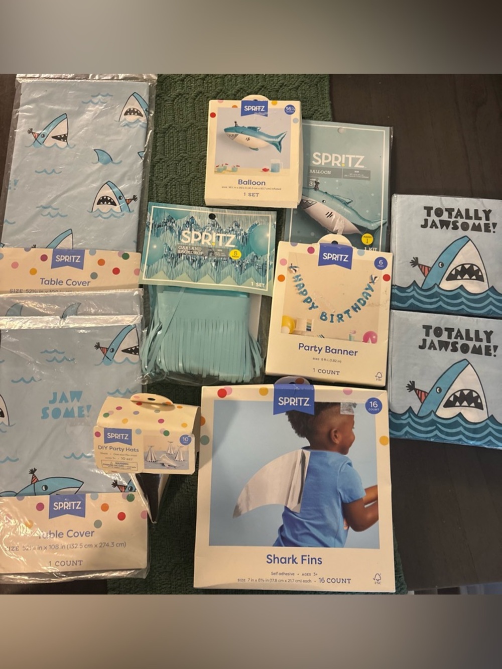 Target Spritz Shark Party Supplies - Light Blue & Silver